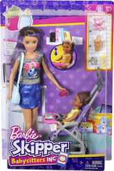 Barbie Skipper Babysitters Playset With Skipper Babysitter Brunette Doll, Stroller, Baby Doll & 5 Accessories For Kids Ages 3 Year & Up